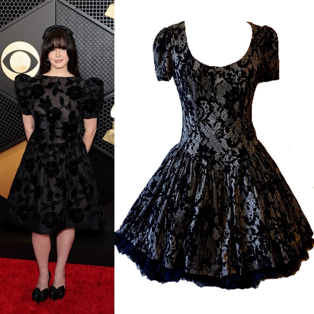 Vintage Betsey Johnson Velvet Lace Print Dress